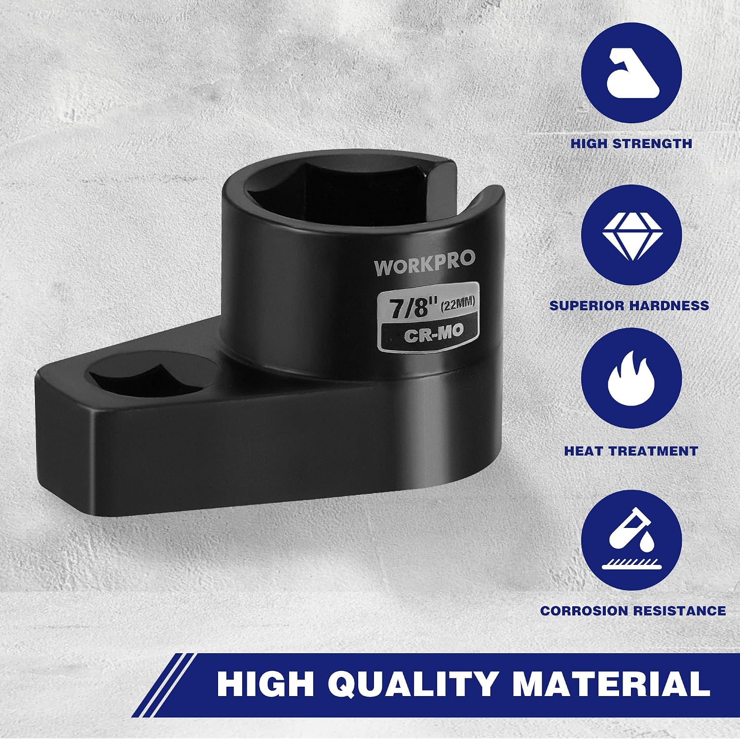 Black offset oxygen sensor removal socket wrench with 7/8 in opening