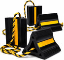 WORKPRO 4-Pack Rubber Wheel Chocks with Rope & 3 Reflective Strips, Heavy Duty Non-Slip Tire Stoppers for Cars, SUVs & Trailers, Rubber Wheel Wedges for Garage & Driveway