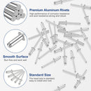 WORKPRO 200Pcs Aluminum Blind Rivets, 3/16" x 1/2" Pop Rivets Assortment, Aluminum Grip and Steel Mandrel, for Metal, Marine Boat, Automotive, Railway, and Duct Work- Pack of 200, Silver