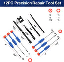 WORKPRO 12 in 1 Torx Screwdriver Set with T3 T4 T5 T6 T8 T10 Security Torx Bit & Precision Magnetic Screwdrivers, Tweezers,Pry Bars, Spudger for Eyeglass, Watch, Computer, Phone, with Case