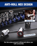 WORKPRO 1/4" Drive Socket Set, 10-Piece Metric CR-V Socket Set with Rail | Standard & Shallow Sockets, External Hex Socket, 4mm to 13mm, 6-Point, Size Markings, PVC Socket Organizer, for Auto Repairs