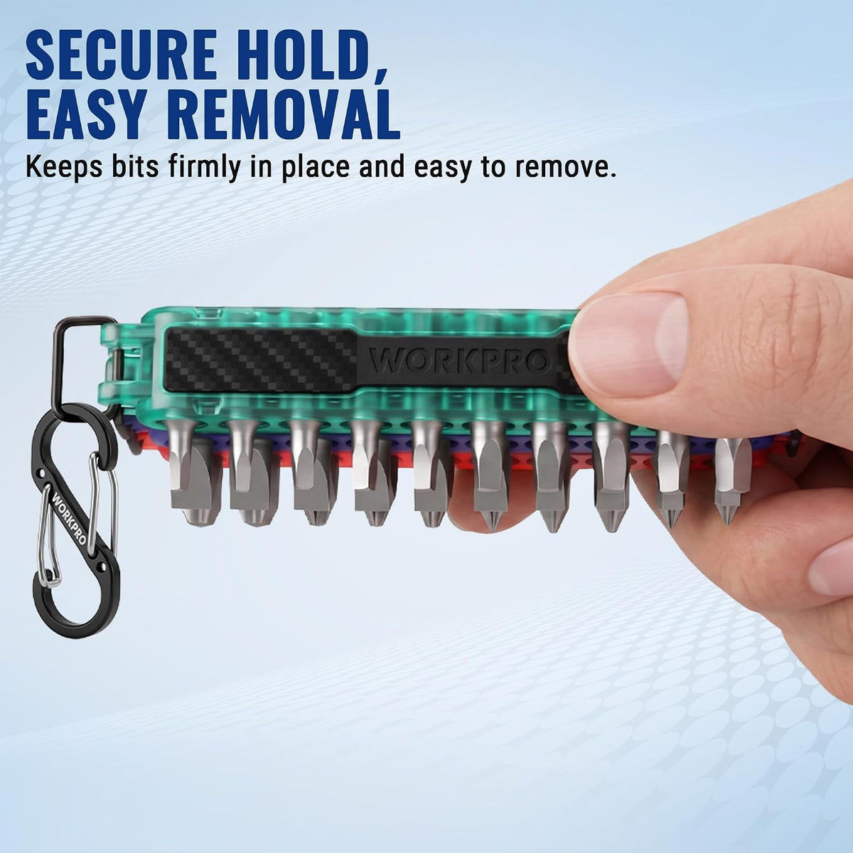 WORKPRO 3-Pack 1/4 in Hex Bit Holders, Bit Organizers with Carabiner