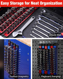 WORKPRO Magnetic Socket Organizer, 1/2" Drive Aluminum Alloy Socket Holder with 10 PC Removable Socket Clips for Quick Customization, Socket Rail for Tool Box Drawer (Sockets Not Included)