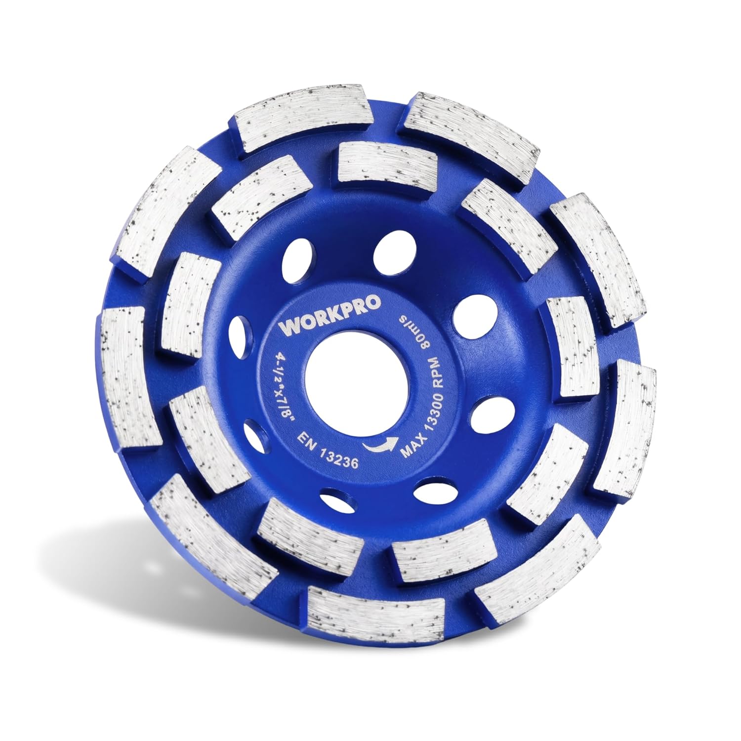 WORKPRO diamond cup grinding wheel, blue steel base with white segmented rim