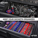 WORKPRO 1/4", 3/8", 1/2" Dr Metric/SAE Magnetic Socket Organizer Set (Socket not Included)