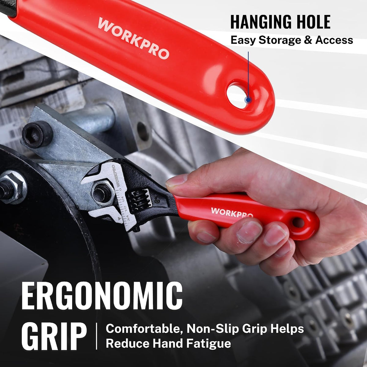 WORKPRO 6-Inch Compact Adjustable Wrench, Wide Jaw Cr-V steel Wrench