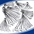 WORKPRO 32 Pcs SAE & Metric Combination 12 PT Regular and Stubby Wrench Set