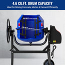WORKPRO 4.6 Cu.Ft. Electric Cement Mixer, 600W 0.8HP Portable Concrete Mixer with Wheels & Stand Steel for Stucco, Mortar & Seeds