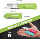WORKPRO 3-Pack Folding Utility Knife Set, Quick Change Blade Box Cutter, Razor Knife with Belt Clip, 10 Extra SK5 Blades for Cartons, Cardboard and Boxes