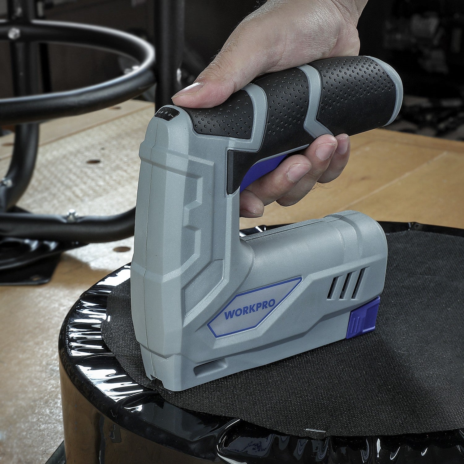 WORKPRO 3.6V Electric Staple Nail Gun with textured grip and secure trigger, innovation and quality