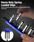 WORKPRO Magnetic Socket Organizer, 1/2" Drive Aluminum Alloy Socket Holder with 10PC Removable Socket Clips for Quick Customization, Socket Rail for Tool Box Drawer (Sockets Not Included)