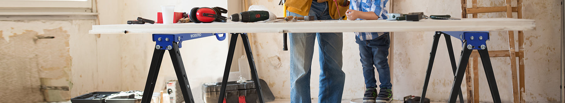 workpro-storage & shop gear-2 pcs folding sawhorse