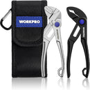 WORKPRO 2-Piece Mini Pliers Set with Pouch, 4-Inch Water Pump Plier & Plier Wrench, High-Toughness Alloy Steel Mini Groove Joint & Smooth Jaw Plier, EDC Pliers for Tight Spaces & Versatile Use