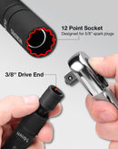 WORKPRO 14MM Swivel Magnetic Spark Plug Socket 12-Point, 1mm Thin Wall Socket, 360 Swivel, 3/8" Drive x 12", Black Phosphate Finish, Anti-Slip Knurled Grip