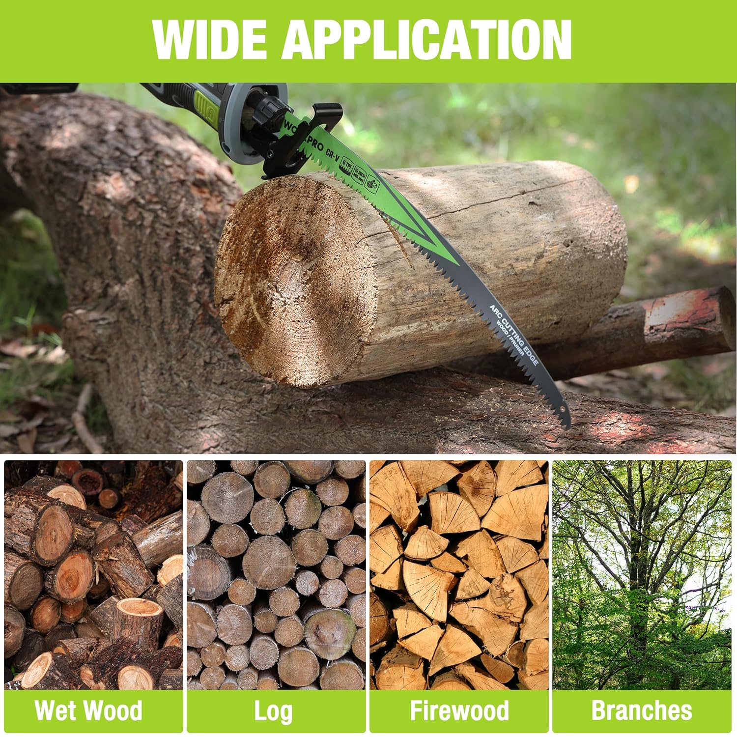 WORKPRO 15 in 6TPI arc edge blades, for logs, firewood, and branches, 5-pack