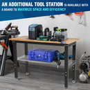 WORKPRO 48"x22" Adjustable Workbench 1500 LBS Load Capacity Hardwood Worktable with Power Outlets, Leveling Foot