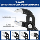 WORKPRO 10 Inch Water Pump Pliers, V-Jaw Groove Joint Pliers, CR-V Quick Adjustable Pliers for Home and Industrial Repair, Push-Lock, Soft Grip, Upgraded Wide Opening
