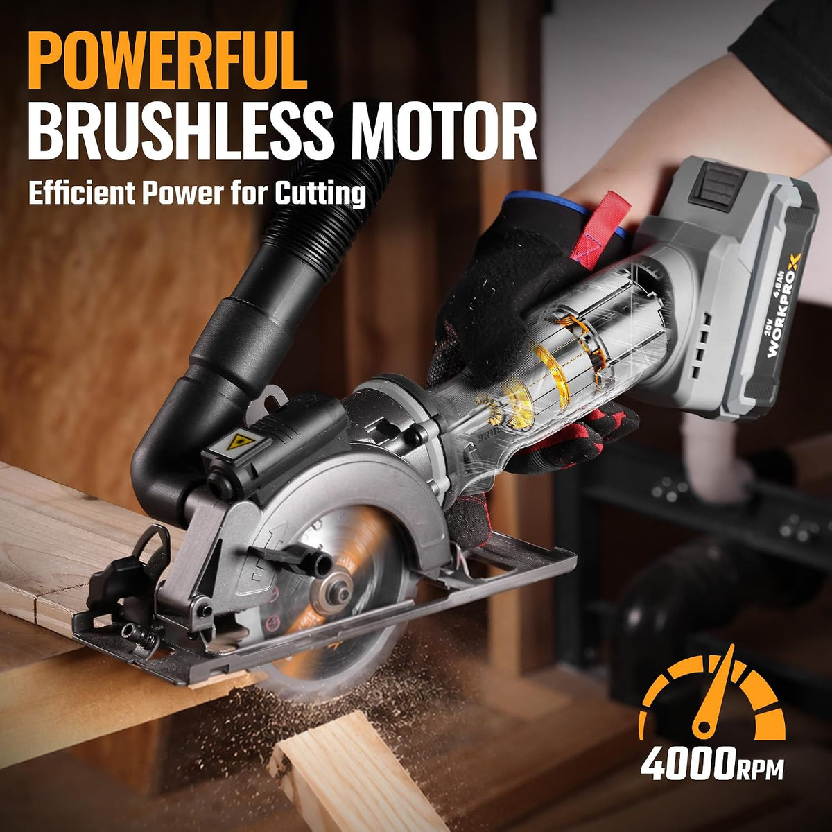 WORKPROX 20V 4-1/2" Cordless Mini Circular Saw with 4.0Ah Battery
