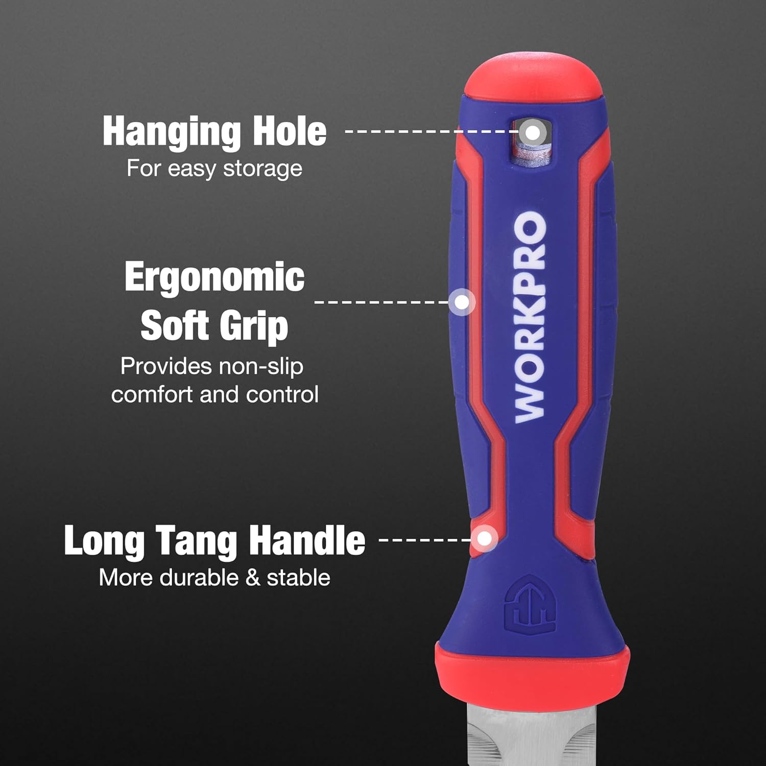 Insulation cutting knife with ergonomic soft-grip handle and hanging hole