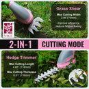 WORKPRO 2 in 1 Handheld 3.6V Electric Cordless Shrubbery Trimmer Hedge Shears/Grass Cutter - Pink Ribbon