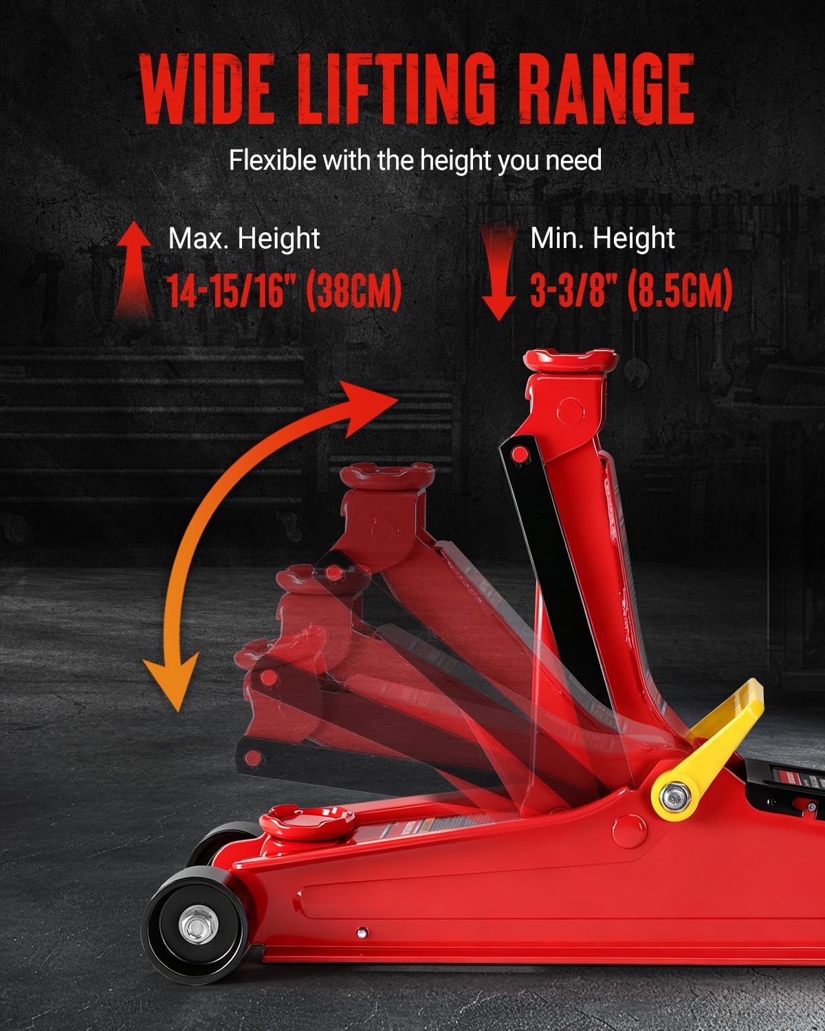 WORKPRO 2.5 Ton Hydraulic Trolley Floor Jack, Heavy Duty Steel Car Jack