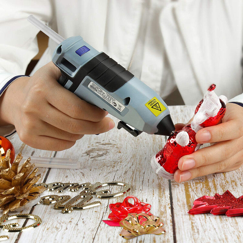 WORKPRO Cordless Hot Glue Gun in blue and black with quality innovation and about 2 minute preheat time