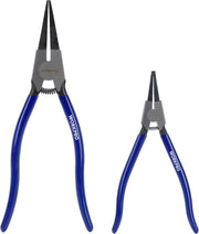 WORKPRO lock ring pliers set with blue grips, two sizes (8 in and 11 in)