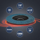 WORKPRO 20-Pack Flap Discs, 4-1/2-inch, Arbor Size 7/8-inch, T29 Zirconia Abrasive Grinding Wheel and Flap Sanding Disc, Includes 120 Grit