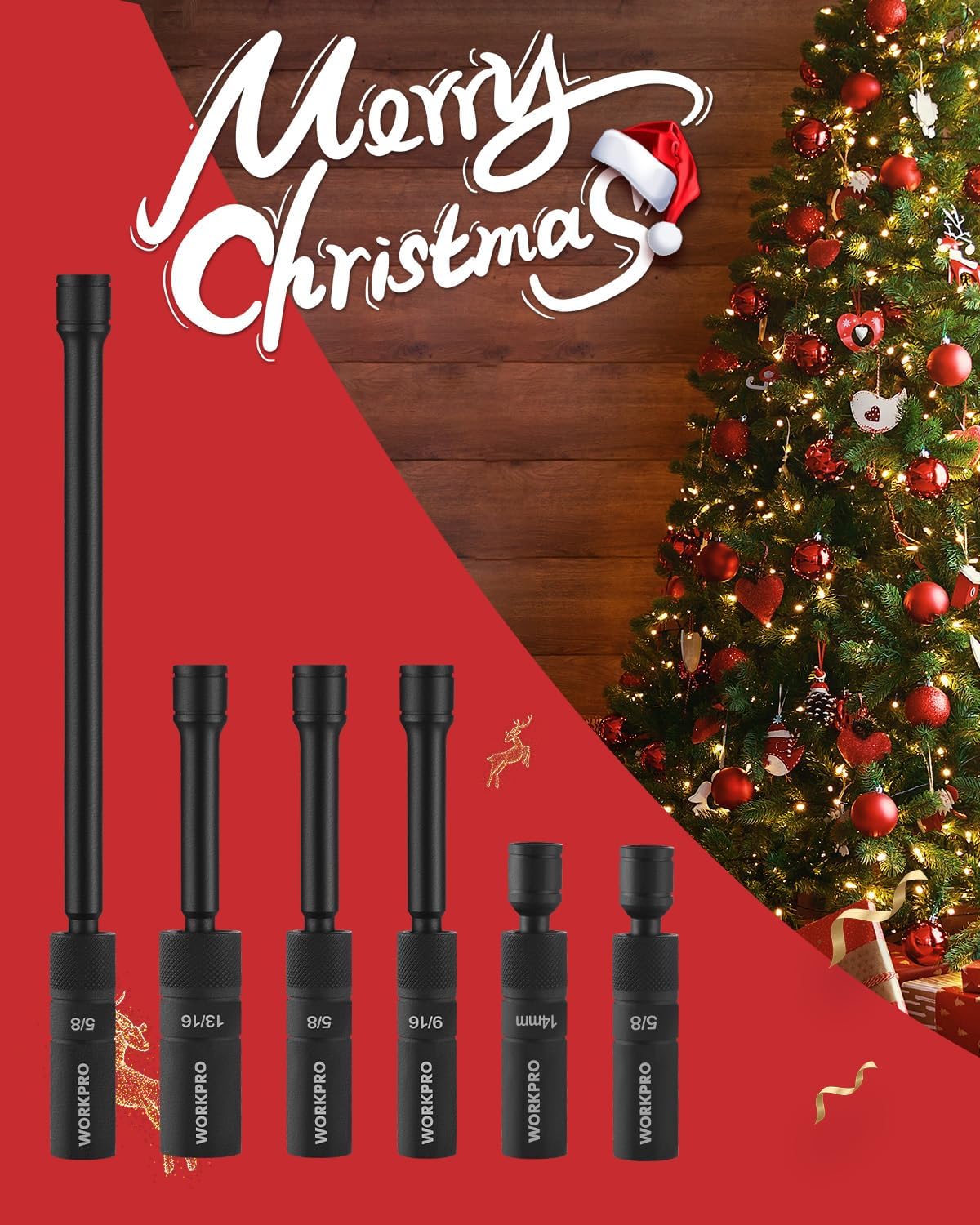 Black 12-point spark plug sockets with multiple 3/8 in drive extensions