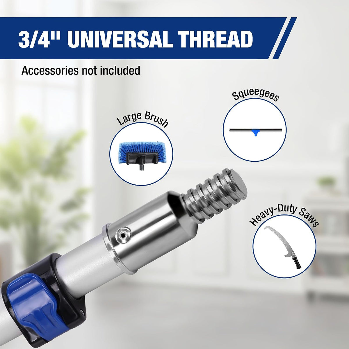 WORKPRO 28FT Pole, Heavy-Duty for Painting, Window Cleaning and High Reach | Heavy-Duty Aluminum, Flip-Lock, 3/4" Thread, Up to 28FT Reach, No Ladder Needed, Durable