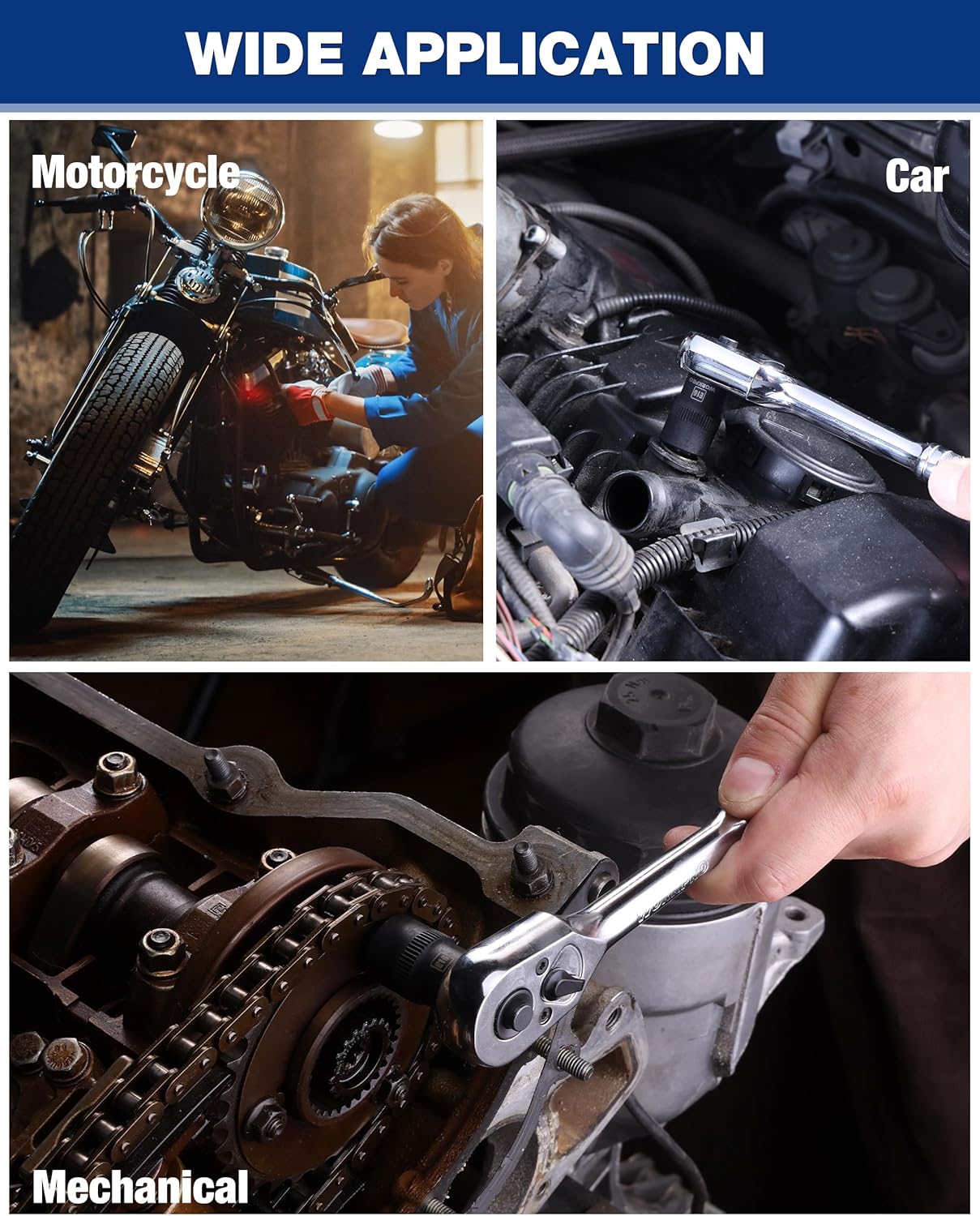 E-Torx sockets with star tips for motorcycle, car, and mechanical repairs