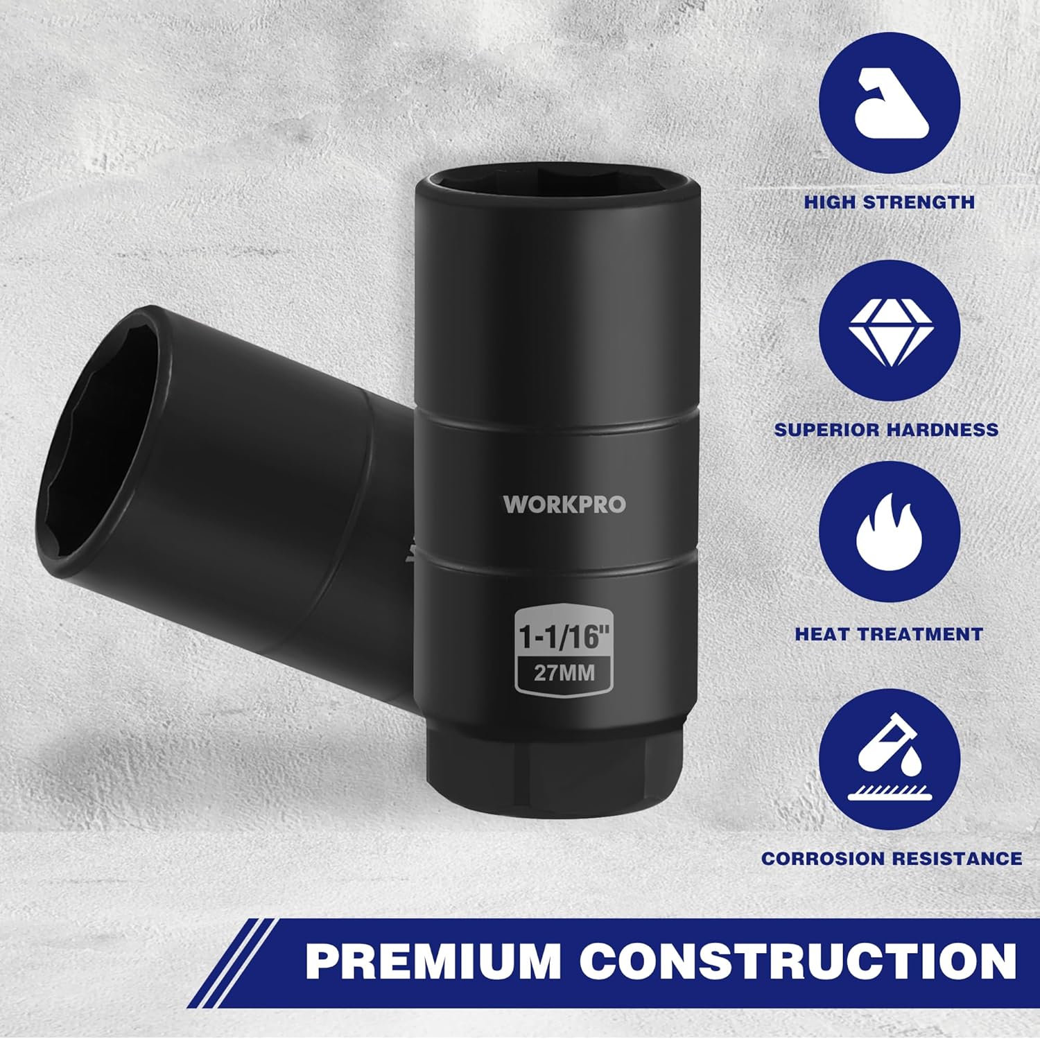 Black oil pressure switch socket tool with 1-1/16 in label on the side