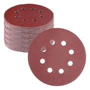 5-inch hook-and-loop sanding discs, red-brown, 8-hole, stacked set