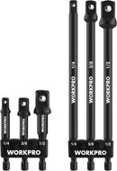 WORKPRO 6-Piece Socket Adapter Extension Set, 1/4-Inch Hex Shank | 1/4" 3/8" 1/2" Impact Socket Driver Set, Drill Sockets Extension Bit, Sockets Driver Adapter, Drill Extension with Holder