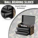 WORKPRO Metal Mini Tool Box, Top Tool Chest containing Two Drawers with Ball Bearing Slides, PVC Drawer Liners and PP Feet Pads, Durable Cold Rolled Steel Small Toolbox for Multi-Purpose Storage, Camo