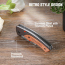 WORKPRO Folding Utility Knife, Quick-Change Box Cutter with Stainless Steel Head & Liner Lock, Wood Handle Razor Knife and Extra 10PC SK5 Blades