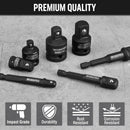 WORKPRO 7-Piece Impact Socket Adapter & Extension Set, CR-MO Steel | Includes 3-Piece 1/4" Hex Shank Impact Extension (1/4",3/8",1/2" Drive) & 4-Piece Socket Adapter/Reducer Set, Impact Grade