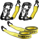 WORKPRO Ratchet Tie Down Straps, 2-Pack | 1.5" x 16' | 3300 lbs Break Strength Heavy Duty Ratchet Straps, Fits for Moving Appliances Motorcycle ATV Truck (Yellow)