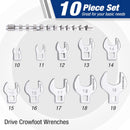 WORKPRO 3/8" Drive Crowfoot Wrench Set, 10-Piece Metric Open-End Wrenches with Clip-on Organizer, 10-19mm, Great for Automotive Repair Work Hard-To-Reach Areas
