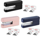 WORKPRO 3 Pack Staplers, Pink, Black, Blue, 2-in-1 Stapler with Staples