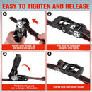 WORKPRO Ratchet Tie Down Straps, 4-Pack | 1" x 12' | 1500 lbs Break Strength Heavy Duty Ratchet Straps, Fits for Moving Appliances Motorcycle ATV Truck (Black&Red)