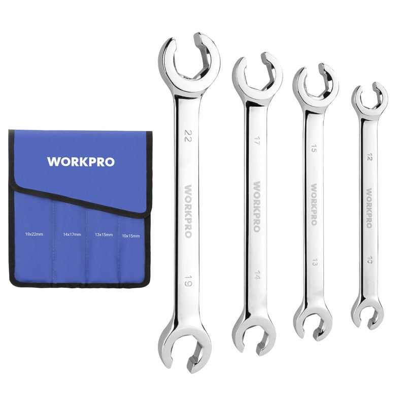 WORKPRO 4 Pcs Metric Flare Nut Wrench Set