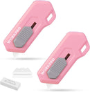 WORKPRO Ceramic Small Safety Box Cutter, Automatic Rebound Mini Letter Opener, Quick Change Retractable Blade Razor Knife, with Extra Blades