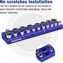 WORKPRO Magnetic Socket Organizer, 1/2-Inch Metric Socket Holder, Socket Trays Holds 19 Pieces Standard Size and Deep Size Sockets(Sockets not Included)