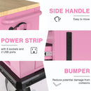 WORKPRO 62" x 20" 7-Drawer & 2-Door Rolling Tool Chest, Mobile Tool Storage Cabinet with Power Strip, Locking System, Heavy Duty Rolling Cabinet for Garage, Home & Kitchen, 1000 lbs Capacity, Pink