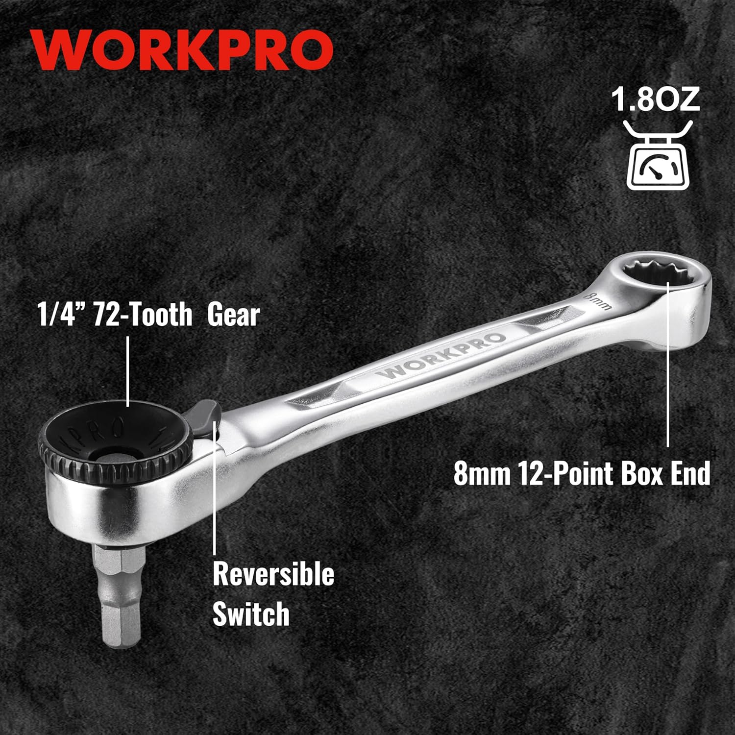 1/4 in 72-tooth reversible offset ratchet screwdriver with 8mm 12-point box end