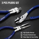 WORKPRO Pliers Set, 3-Piece Professional Pliers Tool Kit – 6" Needle Nose Plier, 6" Slip Joint Plier & 6" Diagonal Plier, Soft Grip Handles for Home DIY & Electrical Work