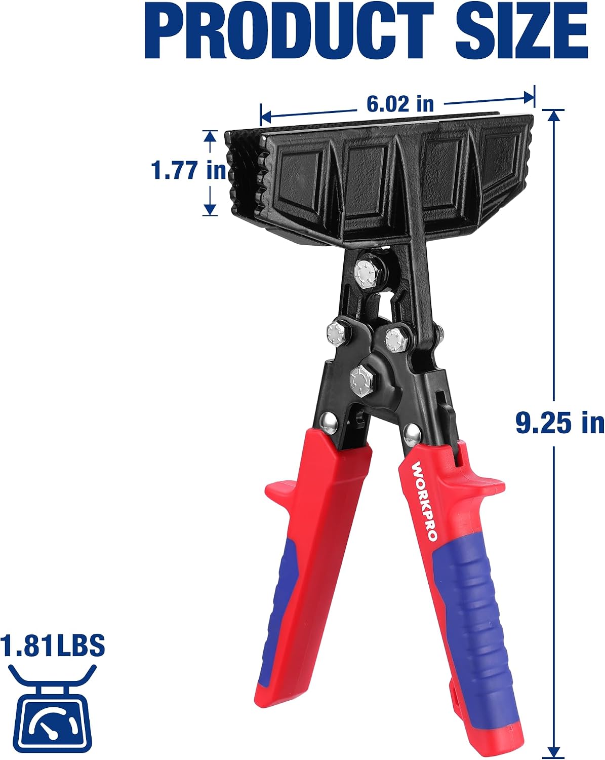 WORKPRO Hand Seamer Tool, 6-Inch Sheet Metal Bender, Heavy-Duty Steel Sheet Metal Brake Pliers for Bending, Seaming, Flattening with Ergonomic Handle and Smooth Jaw