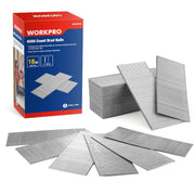 WORKPRO 18-gauge brad nail box with silver chisel-point nails and stacked packs