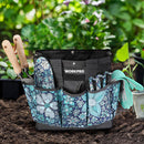 WORKPRO Garden Tool Bag, 9 Pockets Gardening Bag, Heavy Duty Oxford Garden Tote Caddy (Tools NOT Included), 12" x 12" x 6" (Floral Blue)